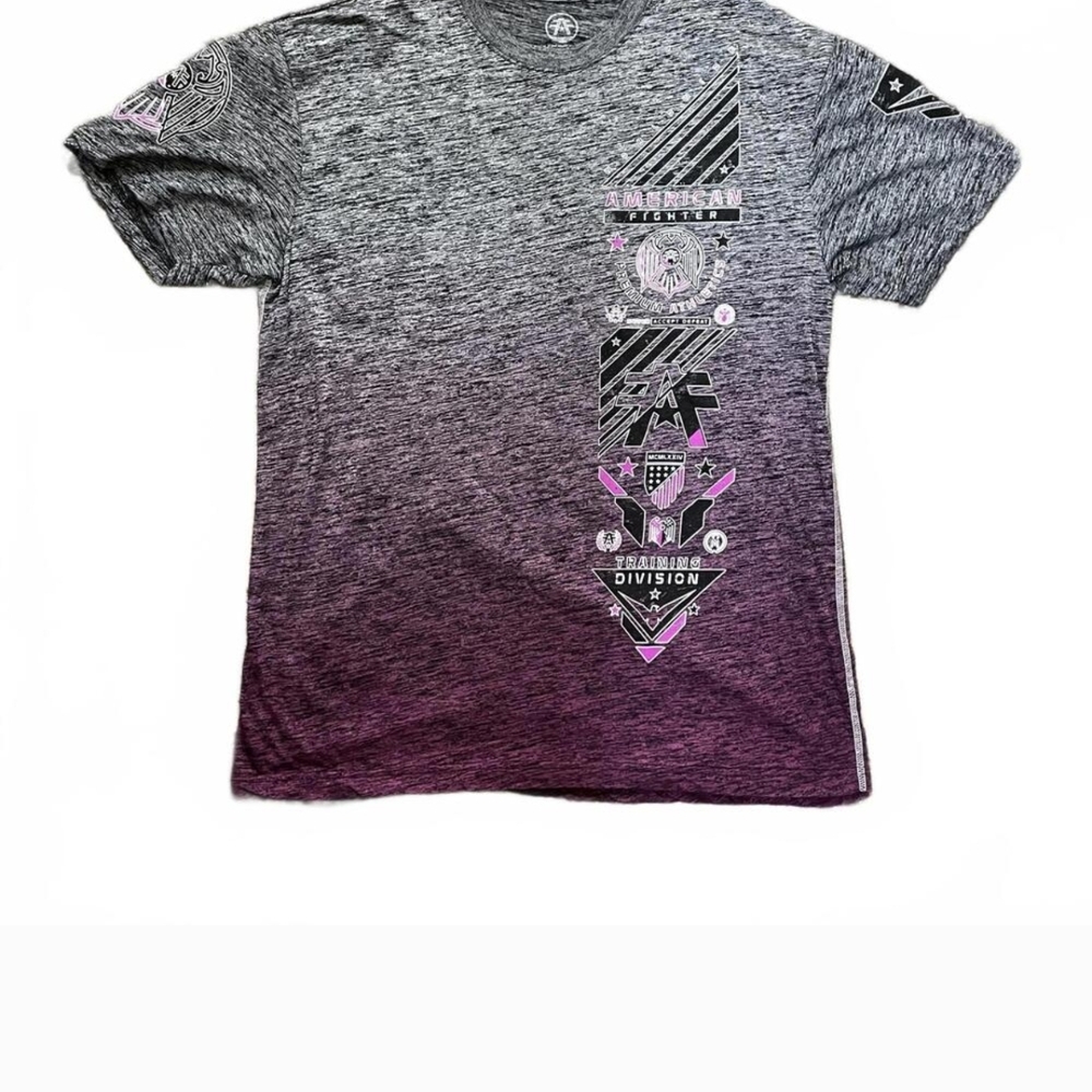 American Fighter Heather Gray and Purple Tee